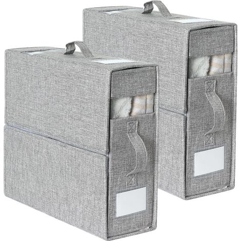 Organisateur de draps et boîte de rangement, paquet de 2, organisateur de draps pliable, organisateur de couette, gris (1/5)