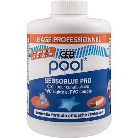 GEB – Colle PVC spéciale piscine – Pour canalisations souples et rigides – Résiste à la pression jusqu'à 40 bars – Temps de séchage rapide 15 min