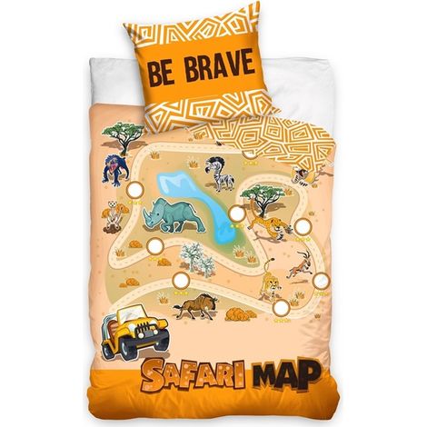 Parure de lit en coton 160x200 Animaux Safari