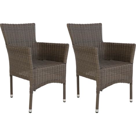 MALIBU - Lot de 2 Fauteuils de Jardin en Rotin Synthétique Gris (1/5)