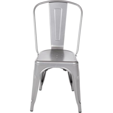 Lot de 4 chaises de bistro empilables assise (H)440 mm, en acier galvanisé gris métallisé (1/5)