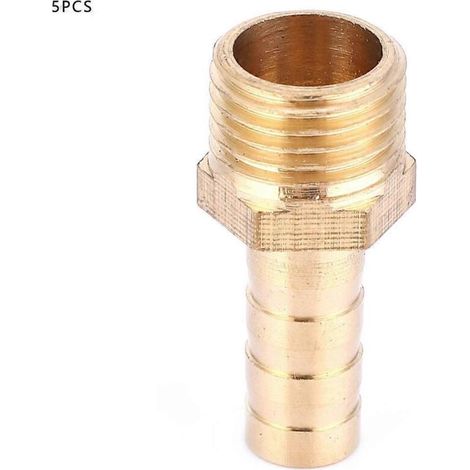 Pack of 5 8mm BSP Male Pipe Fittings, Brass Adapters (1/4") - WELLNGS (1/5)