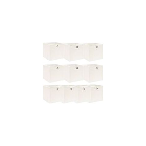 10 weiße Aufbewahrungsboxen/Organizer aus Stoff, 32 x 32 x 32 cm, Artikelnummer LKF75863 - Crezuo (1/4)