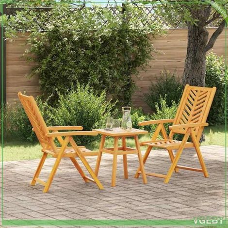 Ensemble bistro de jardin 3 pcs - FAF7291712413575 - Bois d'acacia massif - Chaises pliantes - Dossier multipositions (1/5)