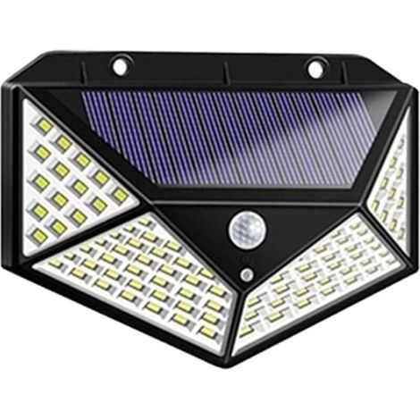 1 pièce Lampe murale solaire extérieure à 100 LED – Détecteur de mouvement – Éclairage solaire pour rue et jardin (1/5)