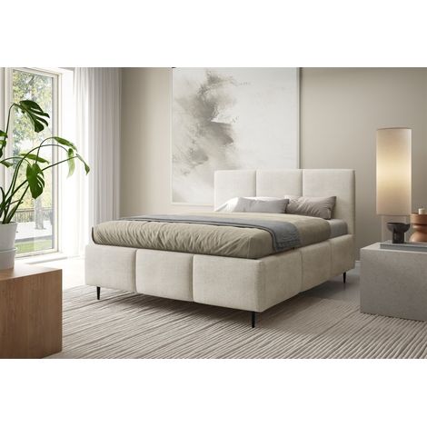 Polsterbett Schlafzimmerbett MIAMI Komplettset 160x200cm in Stoff Coral Beige