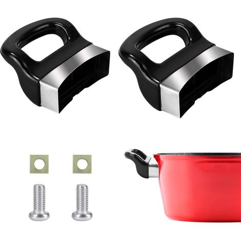 Lot de 2 poignées de rechange universelles pour casserole côté court, en bakélite pour ustensiles de cuisine à domicile, accessoires noirs pour cocotte minute (1/5)