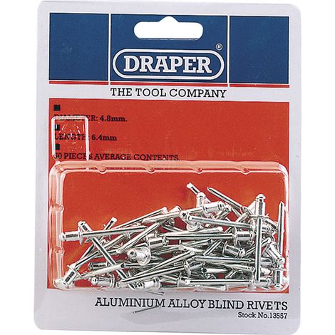 Draper 50 Pack of 4.8 x 5.8mm Blind Rivets for Fastening and Assembly (1/5)