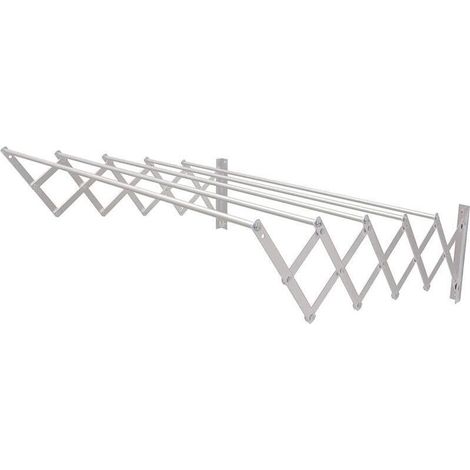 Étendoir mural rétractable argenté, 60 cm x 80 cm, en aluminium haute résistance finition inox. Dimensions : 60 cm x 80 cm. Étendoir pliable pour usage extérieur. (1/4)