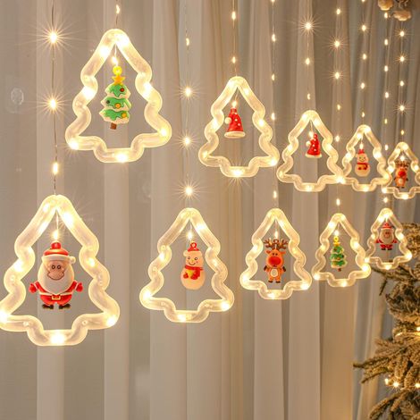 Guirlande lumineuse de Noël, guirlande décorative de Noël, idéale pour les jardins, les fêtes, les décorations de Noël, lumière blanche chaude.