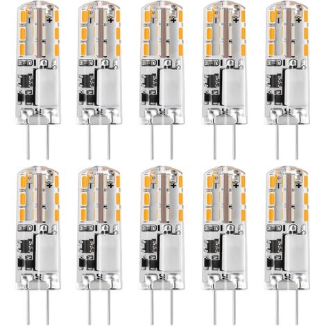 Lot de 10 ampoules LED G4 12V AC/DC Blanc chaud 3000K 2W, lumière non dimmable (1/5)