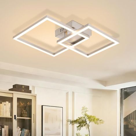 ZMH Plafond LED Cuisine 20W 3000K Lumière Chaud Argent Pivotant Contemporain Carré Pour Chambre Couloir Salle à Manger (1/5)