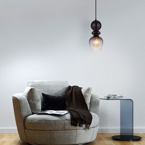 Esszimmerleuchte Hängelampe Pendelleuchte Rauchglas schwarz klar E27 Wohnzimmer