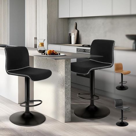 2er Set Barhocker, höhenverstellbar, 360° drehbar, Leinen, 3 Farben (1/5)