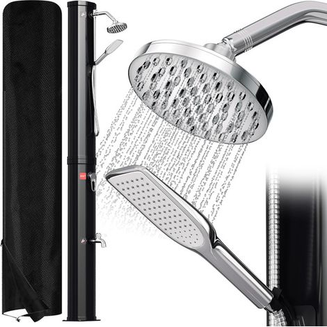 Douche Solaire de Jardin 40L avec Pommeau Orientable, Douchette à Main et Robinet Rince-Pieds - Chauffage Naturel jusqu'à 60°C - Housse de Protection Incluse (1/5)