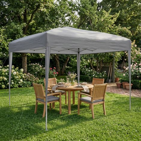 Tonnelle pop-up barnum de jardin pliant anti-UV + sac de transport acier Oxford 2,95 x 2,95 x 2,55 m gris (1/5)