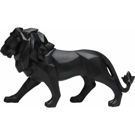 Noir Statue Lion Origami Statue Resine Decoration Statue Interieur Lion Deco Noir/Blanc Animaux en Resine Lion Statuette Decoration Design, (1/5)