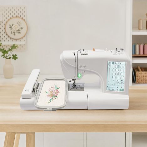 Automatische Stickmaschine, 45W computergesteuerte Nähmaschine mit 162 Integrierte Stichmuster, 0–650 U/min 700 Muster Speicherbar Computernähmaschine mit 7-Zoll-LCD-Bildschirm (1/5)