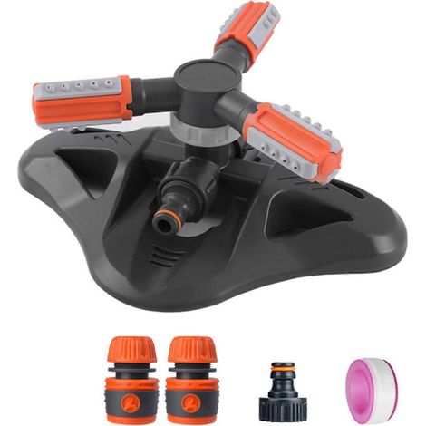 Automatischer 3-Arm-Regner mit 360°-Drehung, Wasseranschluss mit Düsen, Gartensprühset, einzigartiges Modell.