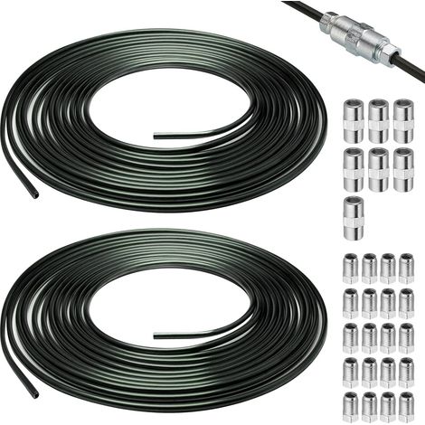 5m Tuyau de Frein Ø 4,76 mm en Acier Cuivré Revêtu, 2 Pcs Câbles de Frein avec 20 Raccords Vissés et 10 Connecteurs, Conduite Générale, Cable Frein Facile à Plier Manuellement pour Automobile (1/5)