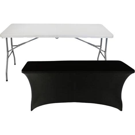 Set Mesa Plegable Rectangular con Funda para Catering 150x74cm 7h (1/5)