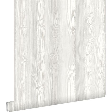 papier peint imitation bois blanc, gris et beige - ESTAhome (1/5)