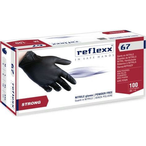 Gants en nitrile Reflexx R67 sans poudre 100 % sans latex 5,5 g Cat. 3 100 pièces XXL
