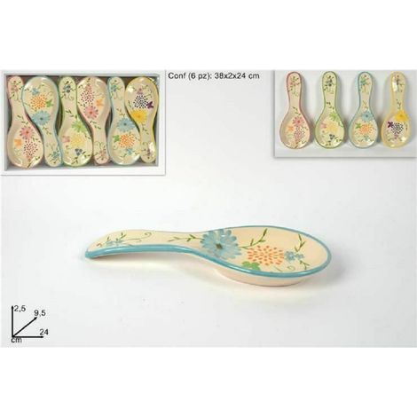 Trade Shop - Set 6 Piezas Cacillo Ceramica Resto Flor Decoracion Cocina -