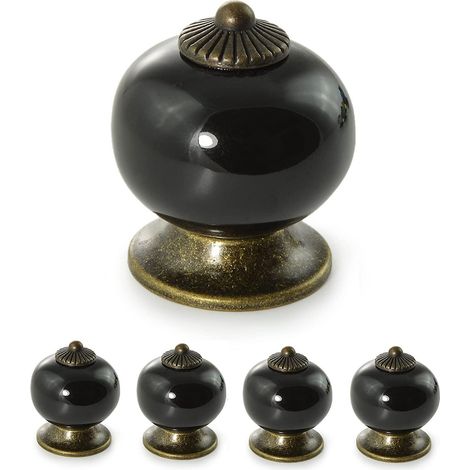 boutons de meubles en porcelaine/céramique, poignées pour meubles, tiroirs, armoires, noir (1/3)