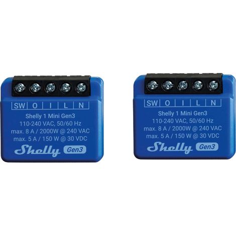 SHELLY WLAN-Schaltaktor 1 Mini Gen 3, blau, 2 Stück (1/3)