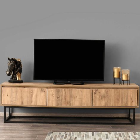 Tilsim 180 Meuble TV  100 % MÉLAMINE  Noir, Pin (1/5)