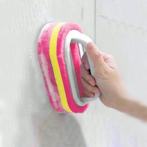 Brosse éponge magique – Brosse à récurer rose non électrique pour la cuisine, la salle de bain, le verre et les carreaux de céramique (1/5)