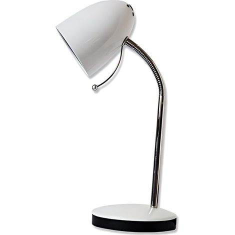 Abat-Jour de Table en Métal Blanc Epuré Col Réglable Douille E27 Sans Ampoule Déco Simple et Chic