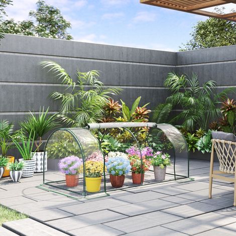 Serra da giardino 200x100x80 cm verde in plastica con telaio robusto e porta avvolgibile (1/5)