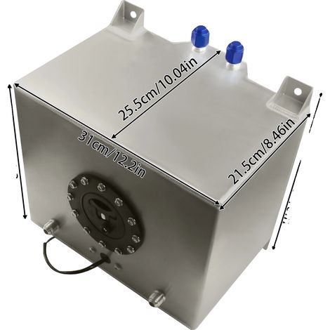 Serbatoio carburante, capacità 5 galloni, struttura in alluminio, colore argento. (1/2)