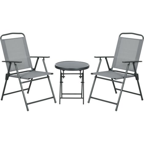 Light Grey Three-Piece Patio Furniture Set with Glass-Top Table for Stylish Outdoor Relaxation (1/5)