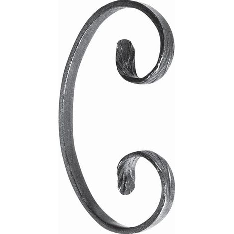 Volute en C finition queue de carpe - Hauteur 150mm Largeur 85mm plat de 12x6mm - Fer forgé - À souder - DECO FER FORGE