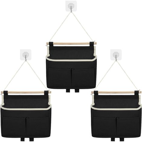 Hängende Aufbewahrungstasche, 3 Stück, wandmontierte Aufbewahrungstasche mit 3 Taschen, Organizer-Hängetasche und Klebehaken (1/5)
