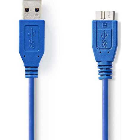 Cable usb usb 32 generacion 1 usb a macho usb micro b macho 5 gbps niquelado 500 metros redondo pvc azul bolsa de plastico