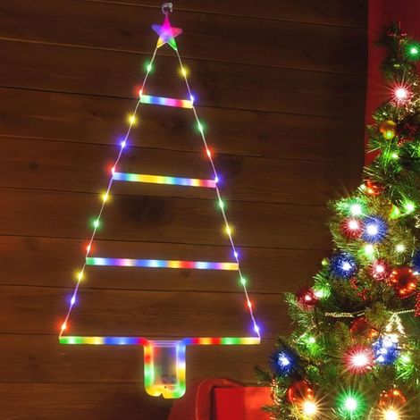 Christmas Decoration Lights, 60cm LED Ladder Lights, Multicolor Christmas Wall/Window Lights, Battery Operated DIY Decoration Lights for Indoor Outdoor Garden (1/5)