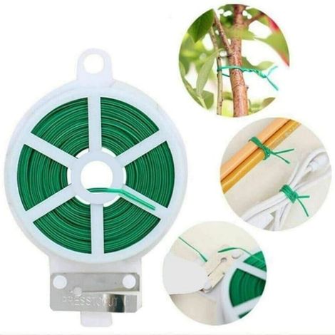 Attache torsadée de jardin de 50 m, fil de 50 m avec distributeur et coupe-fil pour plantes, tomates, vignes, arbustes et fleurs (1/5)