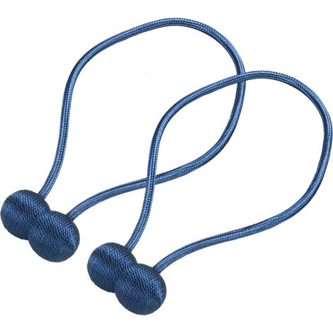 Embrasse De Rideau Magnétique - Nylon Bleu - 46 Cm - Pour Chambre Salon Bureau - Lot De 2 (1/5)