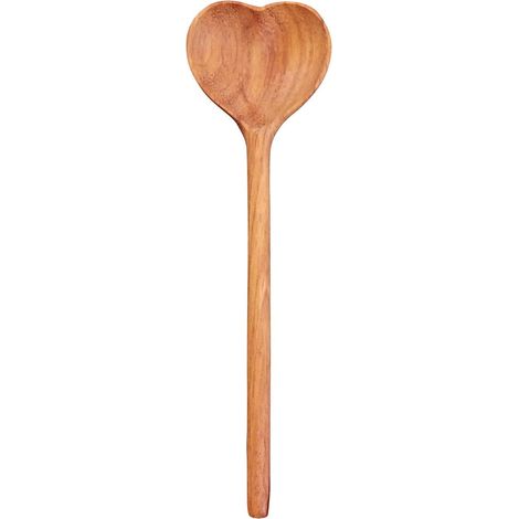 Cuillère En Bois - Forme Coeur - Bois Rouge Naturel - Finition Huile De Tung - Pour Yaourt Thé Apéritif - Lot De 3 (1/5)
