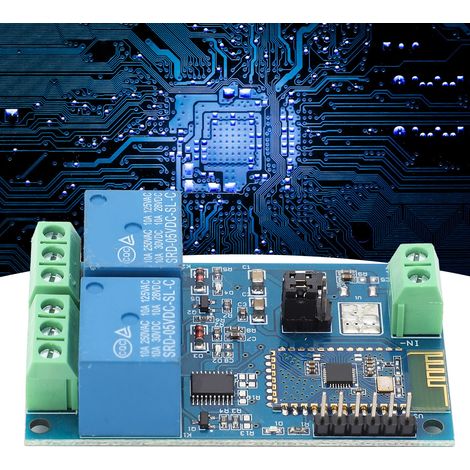 Module relais Bluetooth double canal 5 V pour maison connectée IoT, application mobile Android et commande à distance sans fil (1/5)