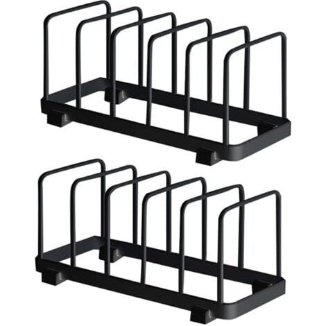 Assiette Organisateur, Égouttoir à Vaisselle, Supports à Assiettes, Organisateur d'Étagère à Assiettes, Rangement de Planche à Découper pour Cuisine Comptoir Placard (Noir, 2 Pièces) (1/4)