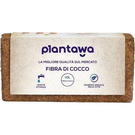PLANTAWA Fibra di cocco 10 l – Substrato Naturale per Piante e Orto, Terriccio di Cocco per Vasi e Semina, Struttura Soffice e Drenante, Ideale per Interno ed Esterno (1/5)