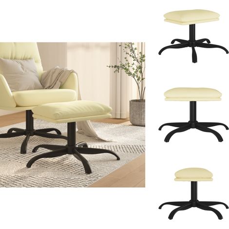 Fußhocker Creme 60x60x36 cm Kunstleder - Hocker - Couchtisch - Sessel - Lounge Möbel - Creme (1/5)