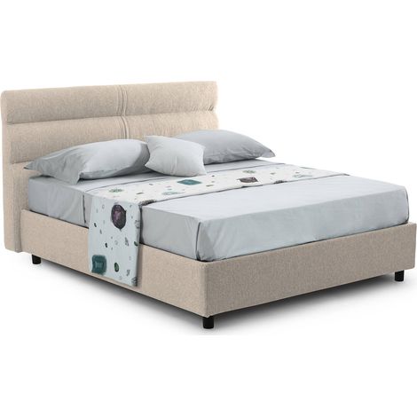 Letto Piazza e Mezza Brivio, Sfoderabile, Contenitore Made in Italy, Dimensione Materasso 120x190 cm, Grigio Tortora