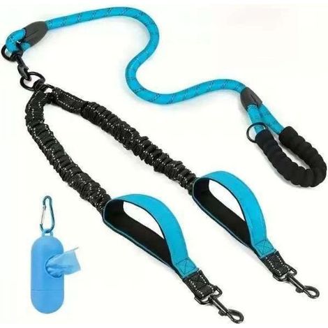 Doppelleine für zwei Hunde – doppelseitige Anti-Zug-Leine mit reflektierenden Streifen – ein robustes und langlebiges Hundeaccessoire, ideal für Spaziergänge und Ausflüge. (1/5)