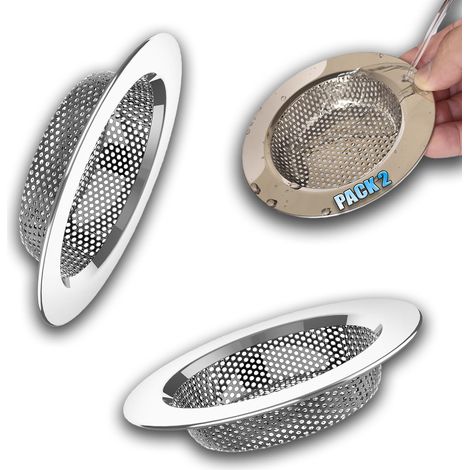 Passoire d'évier de cuisine – Lot de 2 filtres pour évier de cuisine en acier inoxydable – Passe au lave-vaisselle – Filtre de vidange – Sink Drain Strainer (1/5)